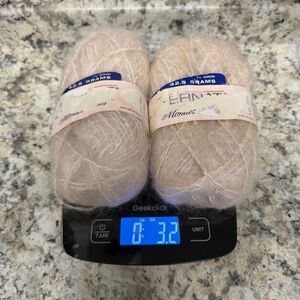Vintage Lot of 2 Skeins Bernat Mohair Plus Wool Nylon Yarn Parchment 3.2 oz USA